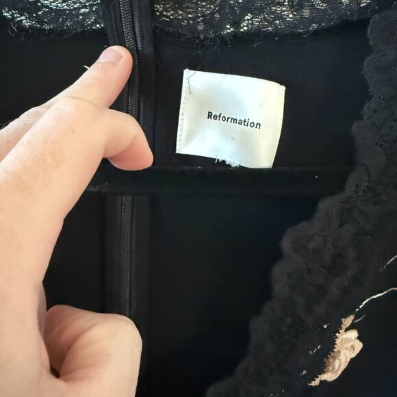 Reformation Floral Lace Trim Midi Dress – Size 10 - Picture 3 of 6